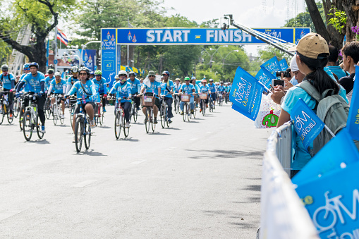 Bangkok, Thailand - August 16, 2015: Bike for mom 2015 from Thailand. Bike for mom event show respected and celebrated 83rd birthday of Queen Sirikit. This event now holds the new Guinness Book of World Records , with 146,266 cyclists nationwide who successfully rode.