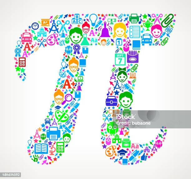 Pi On School Education Icon Pattern Stock Illustration - Download Image Now - 2015, Animal Markings, Apple - Fruit