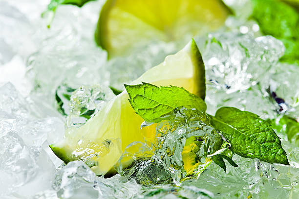 istock lime pieces and leaves of mint with ice 484617139