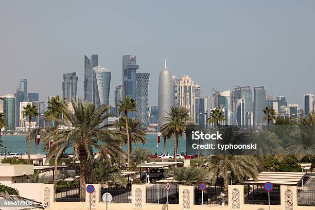 Skyline Of Doha Downtown Qatar Stock Photo - Download Image Now - Arabia, Arabic Style, Architecture