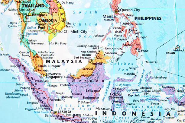 Map with Malaysia in focus.