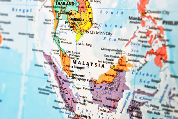 Map with Malaysia in focus.
