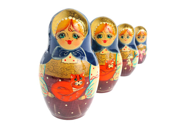 텍사스식 matryoshka 흰색 바탕에 그림자와 - doll russian nesting doll nested family 뉴스 사진 이미지