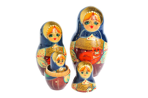 텍사스식 중첩됨 matryoshka 흰색 바탕에 그림자와 - doll russian nesting doll nested family 뉴스 사진 이미지