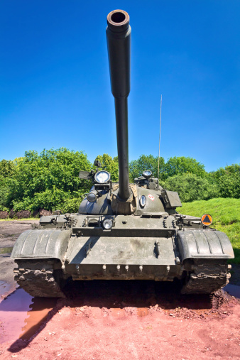 Tank T-55 on the military training area in Drawsko Pomorskie, Poland