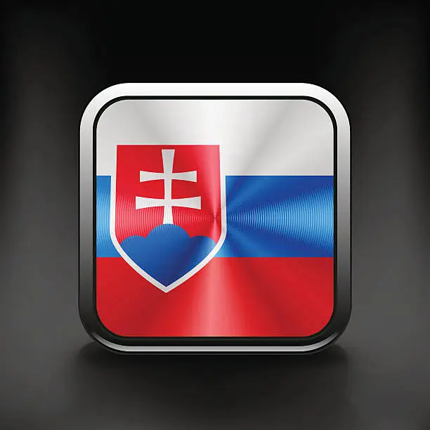 Vector illustration of Slovak republic flag national travel icon country symbol button