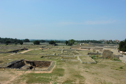 Royal enclosure, fortified ancient fallen empire in Hampi, Karnataka, India