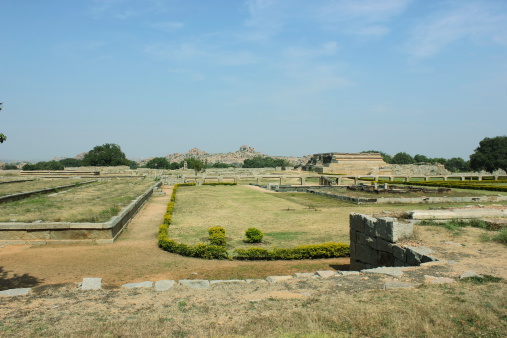 Royal enclosure, fortified ancient fallen empire in Hampi, Karnataka, India