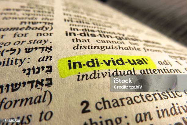 Individual Dictionary Definition Dictionary Definition Stock Photo - Download Image Now