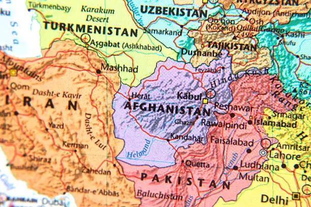 Map with Afghanistan in focus.