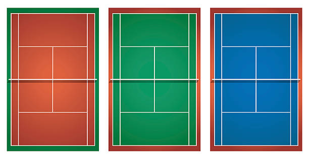 Three different tennis courts Three different tennis courts illustration courtyard stock illustrations