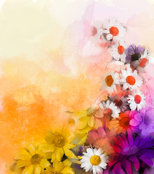 istock Oil painting flowers mix Watercolor techniques in background 484639458