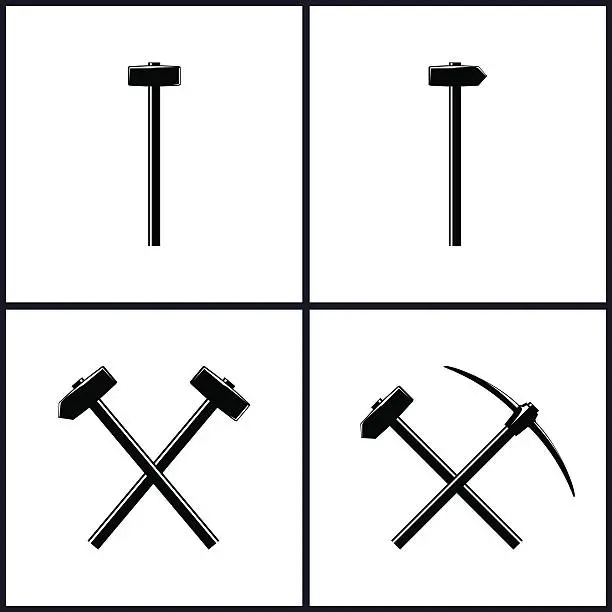 Vector illustration of Set of Tools for Percussion Works
