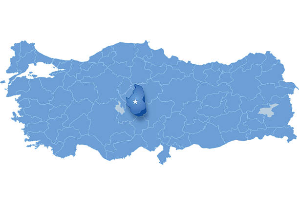 Map of Turkey, Nevsehir Map of Turkey where Nevsehir province is pulled out, isolated on white background map of turkey nevsehir stock illustrations