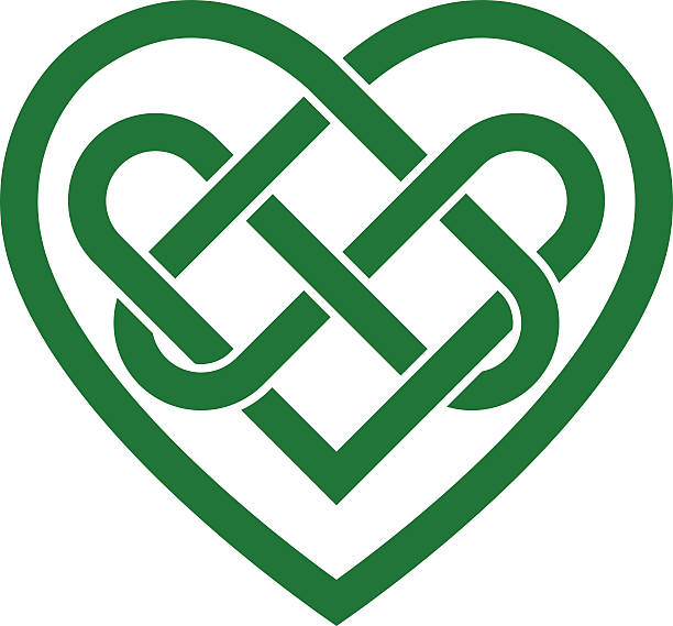 Celtic Heart A vector illustration of a green Celtic knot heart symbol celtic knot heart stock illustrations
