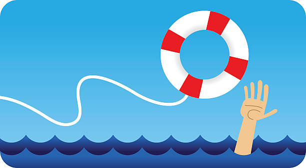 life preserver - life belt water floating on water buoy stock-grafiken, -clipart, -cartoons und -symbole