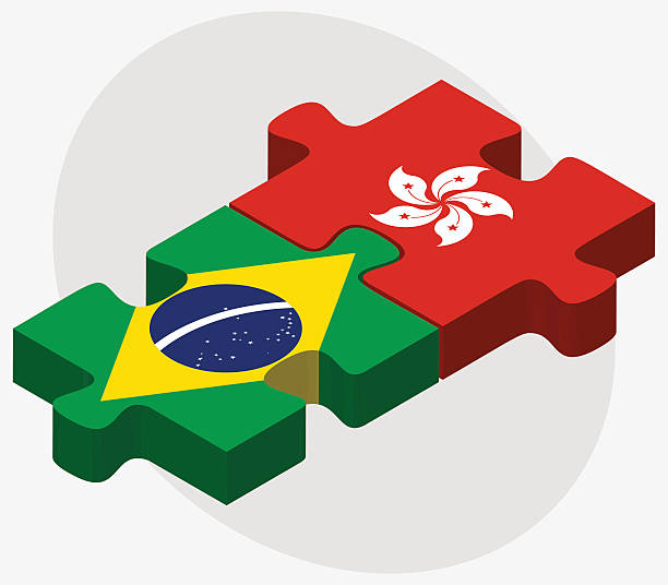 istock Brazil and Hong Kong SAR China Flags 484643872