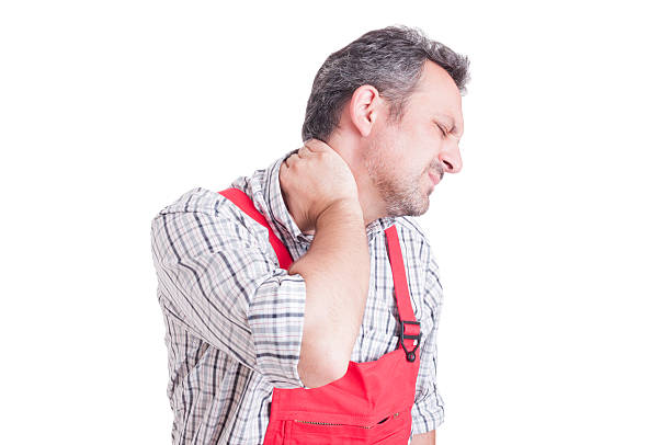 istock Mechanic having back neck pain concept 484644568