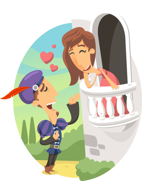 ilustraciones, imágenes clip art, dibujos animados e iconos de stock de romeo y julieta balcón - capulet