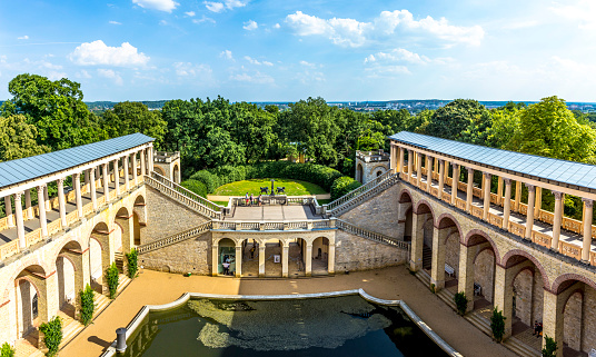 Potsdam, Germany - August 4, 2015: Belvedere, a palace in the New Garden on the Pfingstberg hill in Potsdam, Germany. Frederick William IV constructed the castle in 1847.