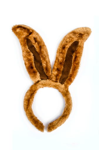 A Easter bunny ear headband on white