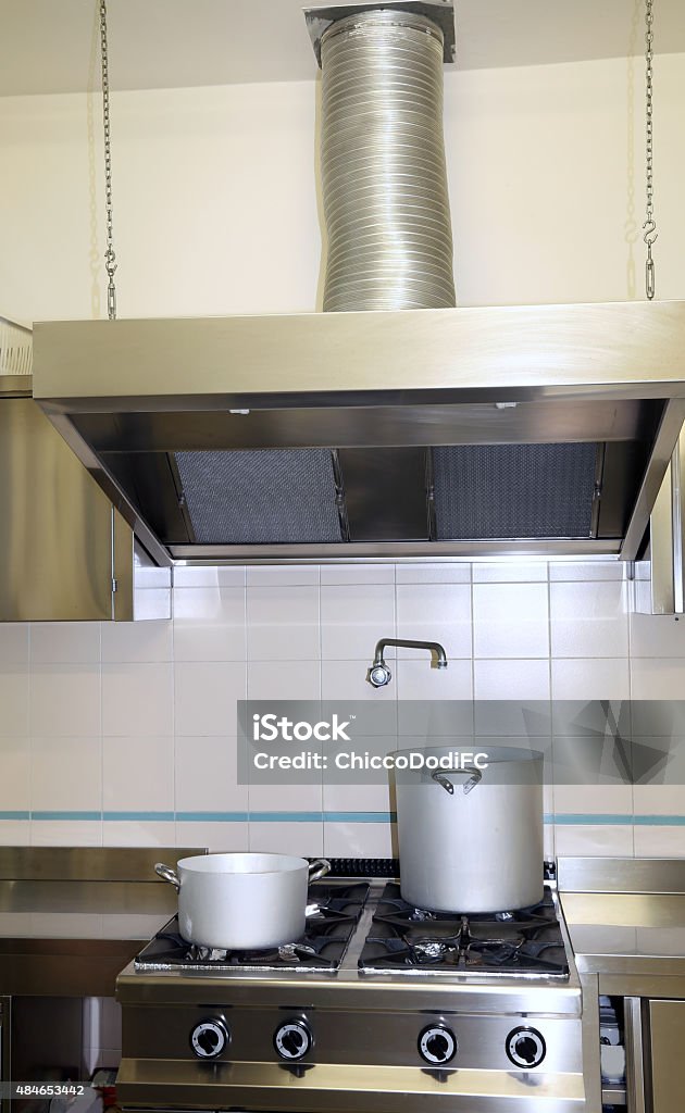 Fume In The Industrial Kitchen Stock Photo - Download Image Now - Restaurant, Kitchen Hood, Hood Clothing - iStock