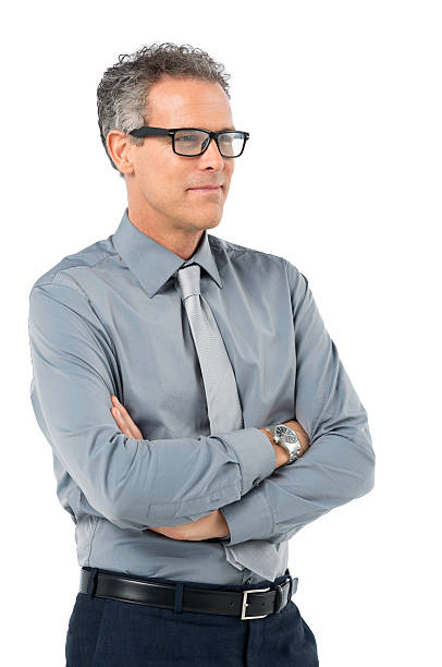 メガネをかけた成熟したビジネスマン - content businessman executive director manager ストックフォトと画像