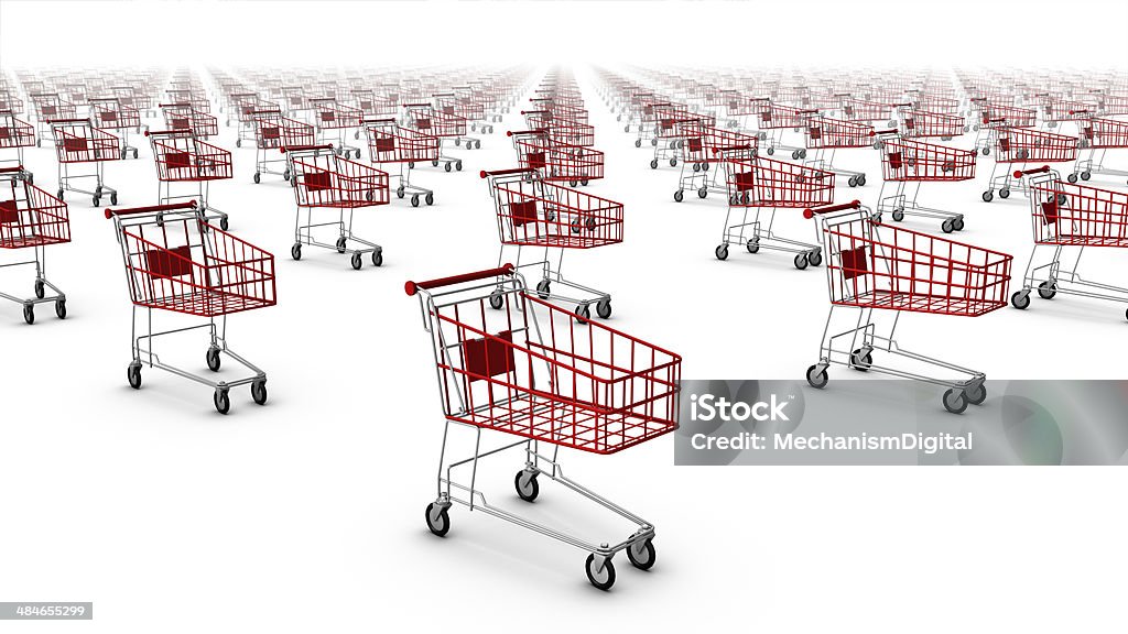 Diagonal Vista de alto ángulo de cestas de compras - Foto de stock de Carrito de la compra libre de derechos