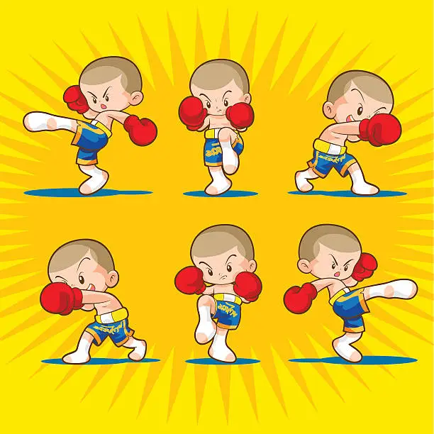 Vector illustration of muaythai boxing kids