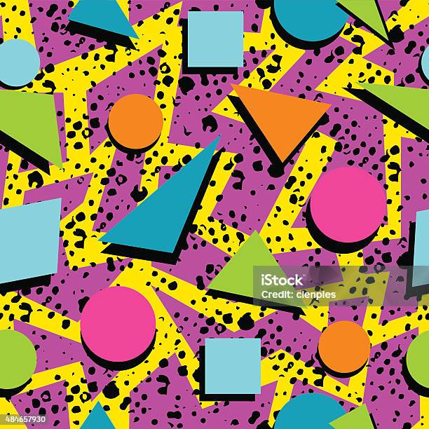 Retro 80s Seamless Pattern Background Stock Illustration - Download Image Now - 1980-1989, 2015, Abstract