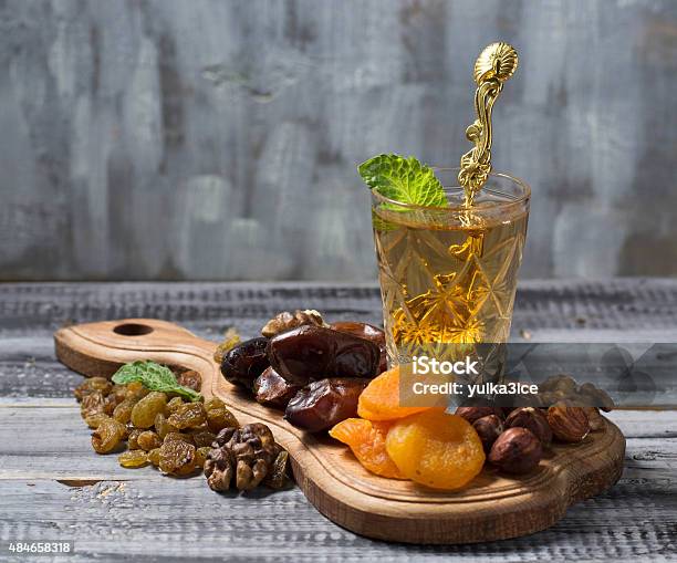 Traditional Arabic Tea And Dry Fruits Stock Photo - Download Image Now - Dry, Fasting - Activity, 2015