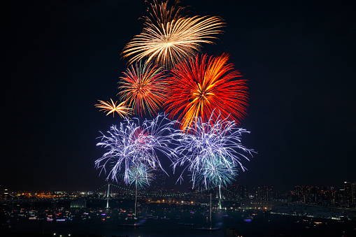 Fireworks /Tokyo bay in japan