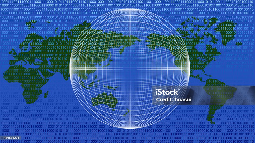 The World Map Global Communications Data Transmission Binary Code Stock ...