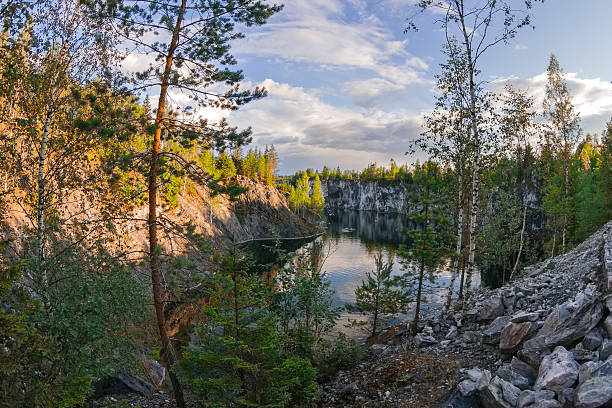 istock Marble canyon on the lake in Karelia in summer 484664806