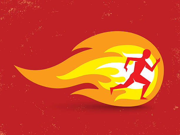 사람 및 화재 - silhouette jogging running backgrounds stock illustrations