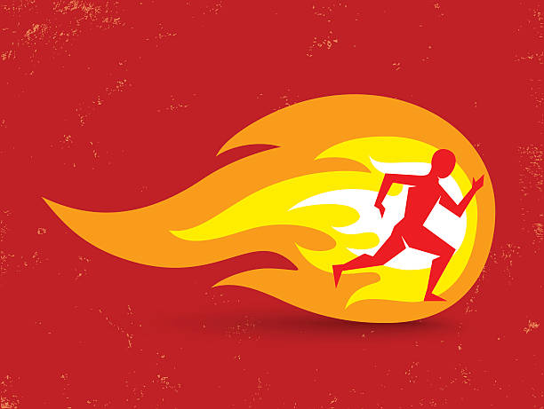 man and fire vector art illustration