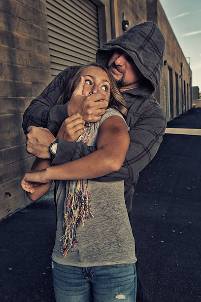 Girl who knows self defense. stock photo