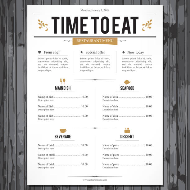 Restaurant menu design Menu for restaurant, cafe, bar, coffee house menu stock illustrations