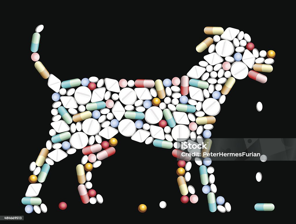 Tablettes pilules chien - clipart vectoriel de Chien libre de droits