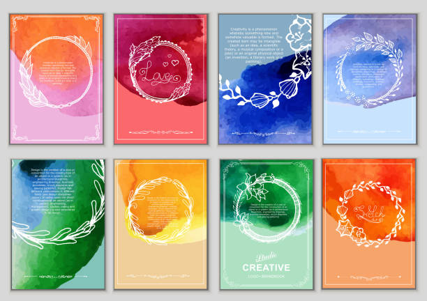 винтажные этикетки set of bright - illustration and painting art creativity decoration stock illustrations