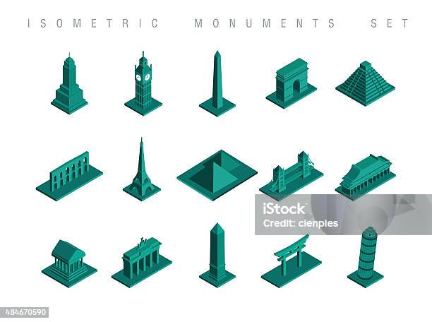 Isometric Travel Monuments Set Illustration Stock Illustration - Download Image Now - Isometric Projection, New York City, 2015