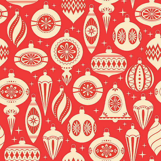 рождественские украшения рисунком - wrapping paper illustrations stock illustrations