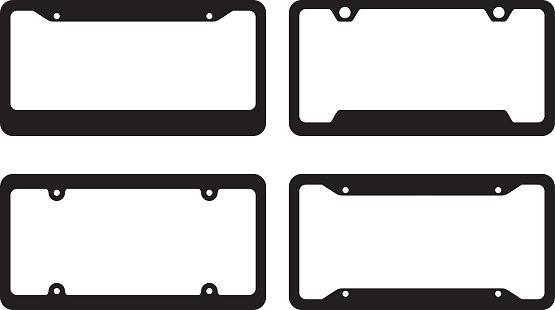 Vector illustrations of four various license plate frames.