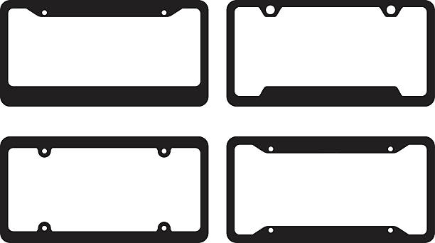 License Plate Frames Vector illustrations of four various license plate frames. vehicle accessory stock illustrations