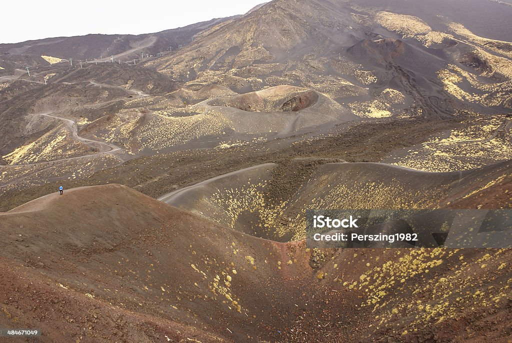 View of the volcanic landscape around Mount Etna Danger Stock Photo