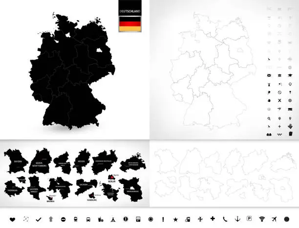 Vector illustration of Blank map of Germany