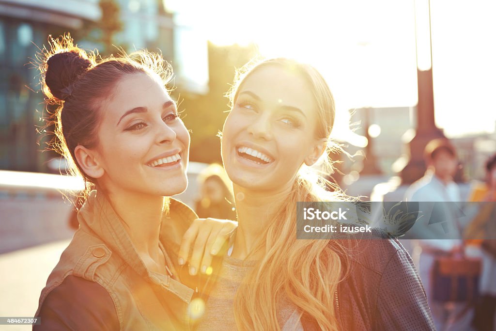 Happy Friends Outdoor portrait of two happy young women. 20-24 Years Stock Photo