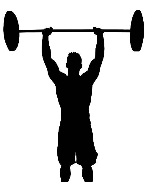 człowiek waga lifter z barem nad głową - human muscle men weights picking up zdjęcia i obrazy z banku zdjęć