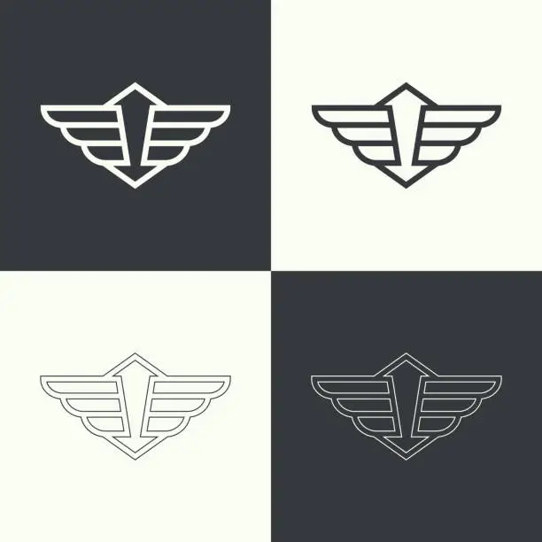 Vector illustration of Badge with wings