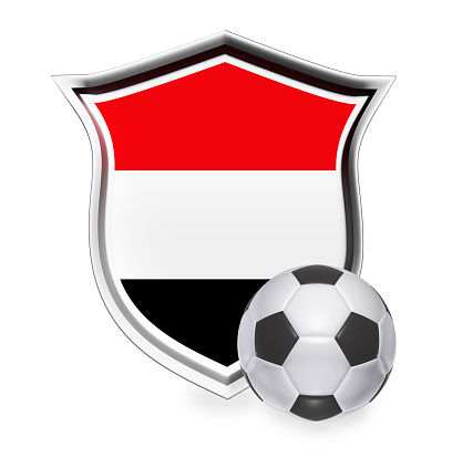 Yemen Flag with Soccer Ball. Isolated on white with clipping path.